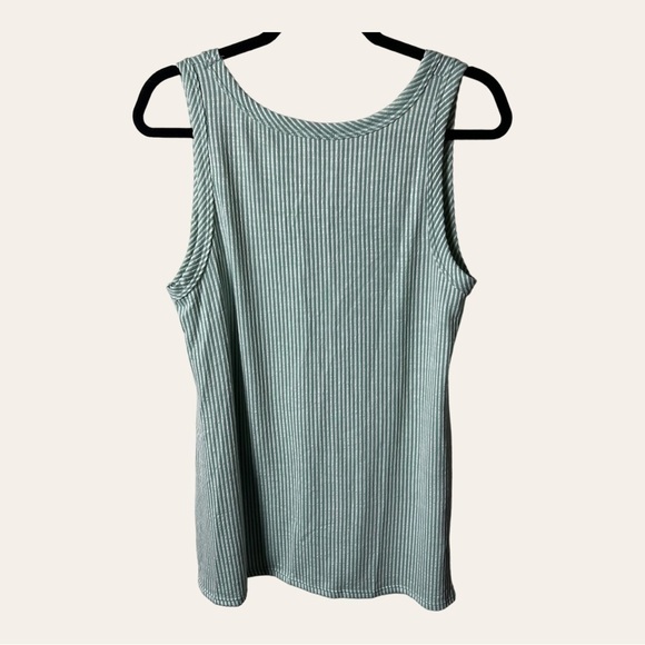 0439W. BLUMIN APPAREL TANK TOP 1X SAGE GREEN AND WHITE STRIPES - Picture 6 of 9